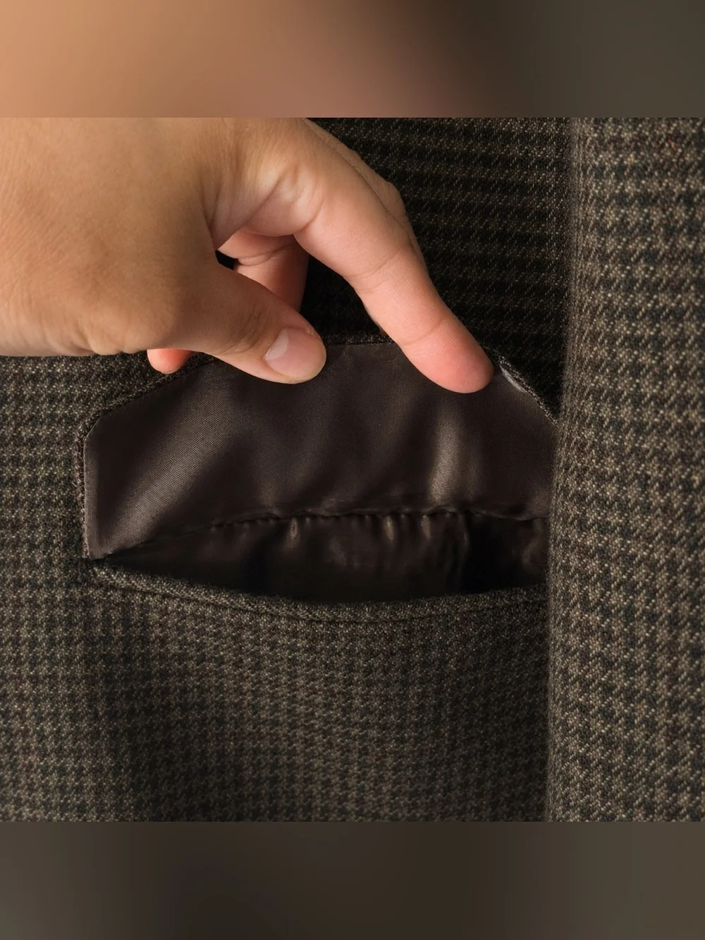 CHAPS 100% Wool Brown Houndstooth Sport Coat Blazer Men’s 48R